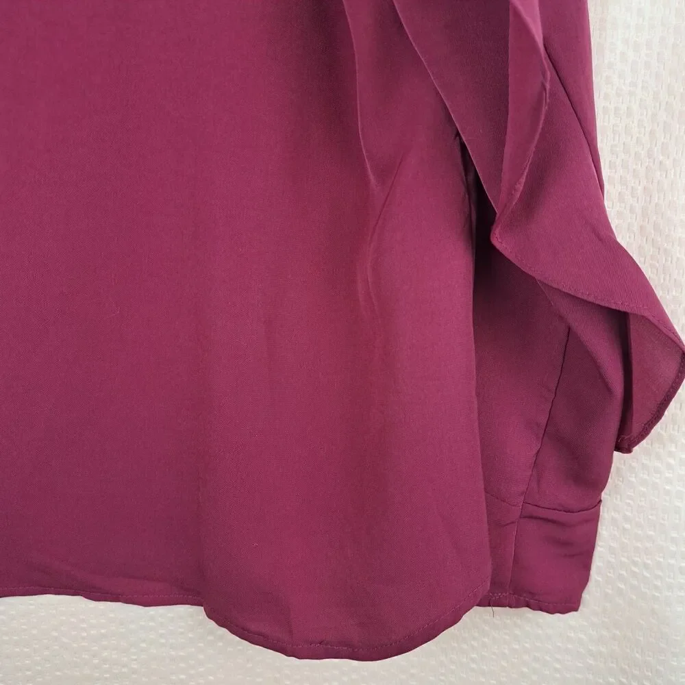 Umgee Long Sleeve Solid Pink Blouse Ruffle Size M Cotton Blend
